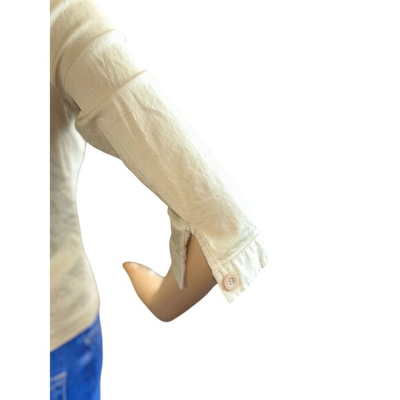 Modern Vintage Button Down Khaki Shirt with Zipper Detail Size XS - Picture 8 of 9